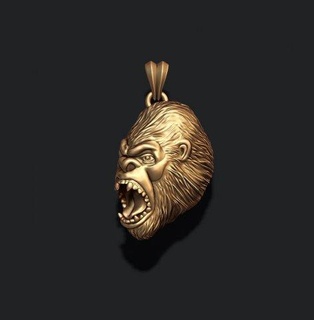 angry gorilla basrelief pendant pendants animal character chimpanzee gold gorila jewel jewellery nature necklace printable silver monkey roaring lite hollowed high mankey hiphop 3d print model - Mito3D