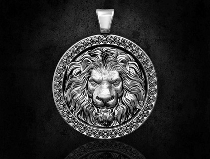 angry lion pendant pendants 3d printable jewelry gold silver platinum sterling women men relief animal jungle leo head angery 3d print model - Mito3D