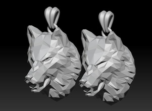 angry wolf poly pendant 3d print model in pendants 3dexport jewellery gold stone silver jewel nature head obj stl 3dm lowpoly angrywolf 585 750 cad 3d print model - Mito3D