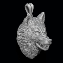 angry wolf pendant 3d print model in pendants 3dexport jewellery gold stone silver jewel nature head obj stl 3dm rhino men high poly 14k 585 750 3d print model - Mito3D