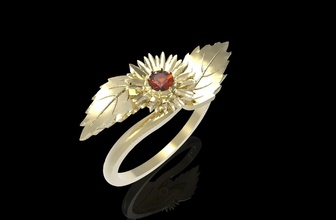 anillo girasol 3d print model in rings 3dexport ring jewellery jewel art sunflower flower fashion 3d print model - Mito3D