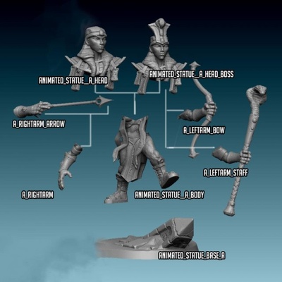 animated statue a miniatures ready to print 3d model in sculpture 3dexport animated-statue ancient dragons dungeons giant modular undead tabletop wargame dd pathfinder construct bestiary cultminis surge power jen 3d print model - Mito3D