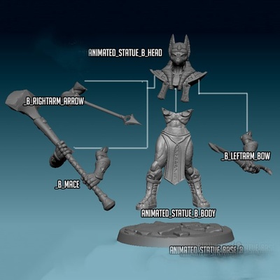 animated statue b miniatures ready to print 3d model in sculpture 3dexport animated-statue ancient dragons dungeons giant modular undead tabletop wargame dd pathfinder construct bestiary cultminis surge power jen 3d print model - Mito3D