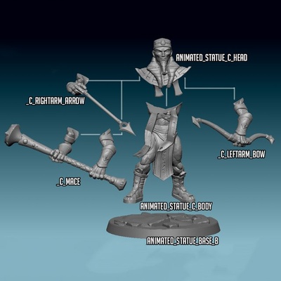 animated statue c miniatures ready to print 3d model in sculpture 3dexport animated-statue ancient dragons dungeons giant modular undead tabletop wargame dd pathfinder construct bestiary cultminis surge power jen 3d print model - Mito3D