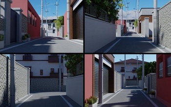 anime sokak 3d model in şehir manzaraları 3dexport japonya japonca kent binalar ev manzara toon karikatür dış manzarası evi mimari ağaç avrupa asya poli 3d print model - Mito3D