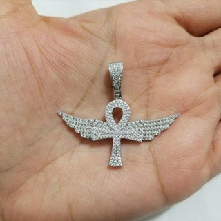 ankh cross angel wings diamond pendant pendants crosswingsdiamond antique luxury rapper hiphop jewelry necklace gemstone elegant celebrity style jewellery bling gem urban angels 3d print model - Mito3D