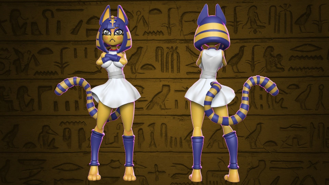 ankha dancing cat animal crossing 3d print model toy in animals 3dexport 3dprint statue scifi game figurines fantasy sculpture female girl anime creature hero egyptian nintendo catgirl miniature miniatures 3D print model - Mito3D