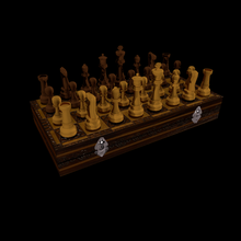 madeira antiga tabuleiro de xadrez jogo hobbies divertido jogos 3d print model - Mito3D