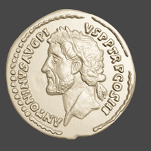 antoninus pius aureus Rom au50-53 gold ric108c Münze alt Geld cash alten 3d-drucken 3d print model - Mito3D