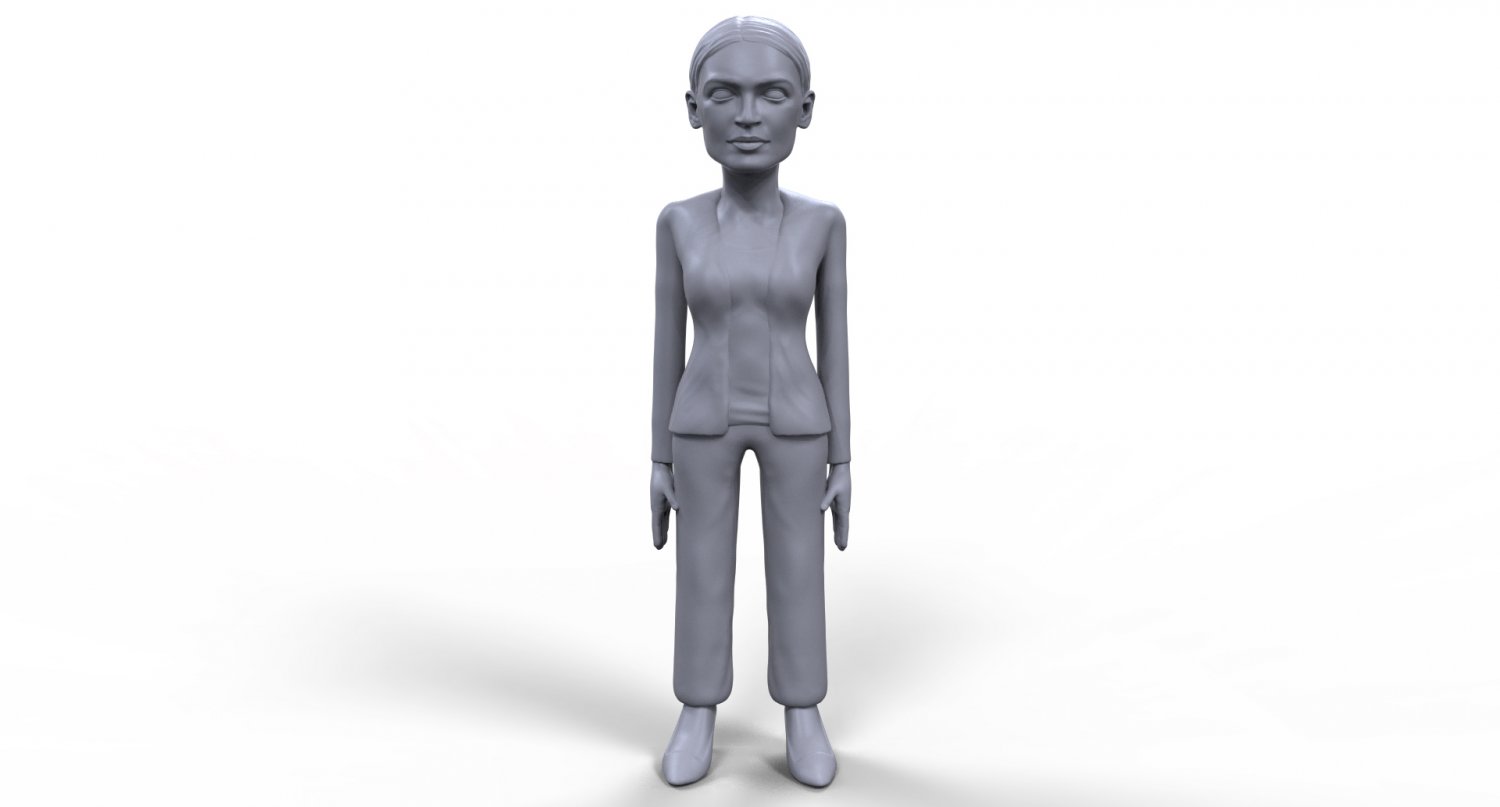 aoc stylized high quality 3d printable miniature print model in figurines 3dexport alexandria-ocasio-cortez politician president democrat candidate leader tabletop board-game female celebrity green-new-deal toys 3D print model - Mito3D