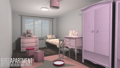 apartamento interior adereços localização vr construção corredor cozinha simulador tabela sofá cama armário guarda roupa cadeira banho banheiro 3d print model - Mito3D