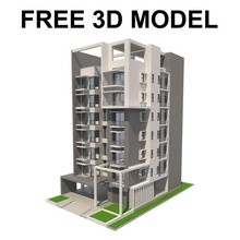 appartement bâtiment 1 libre 3d modèle in bâtiments 3dexport brique maison résidentiel bd moderne architecture extérieur américain européen conception ville bloquer australien 3d print model - Mito3D