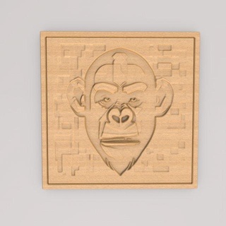 scimmia astratto pittura parete arte apwa3d25 arredamento 3d struttura minimalista scultura sollievo animale 3d print model - Mito3D