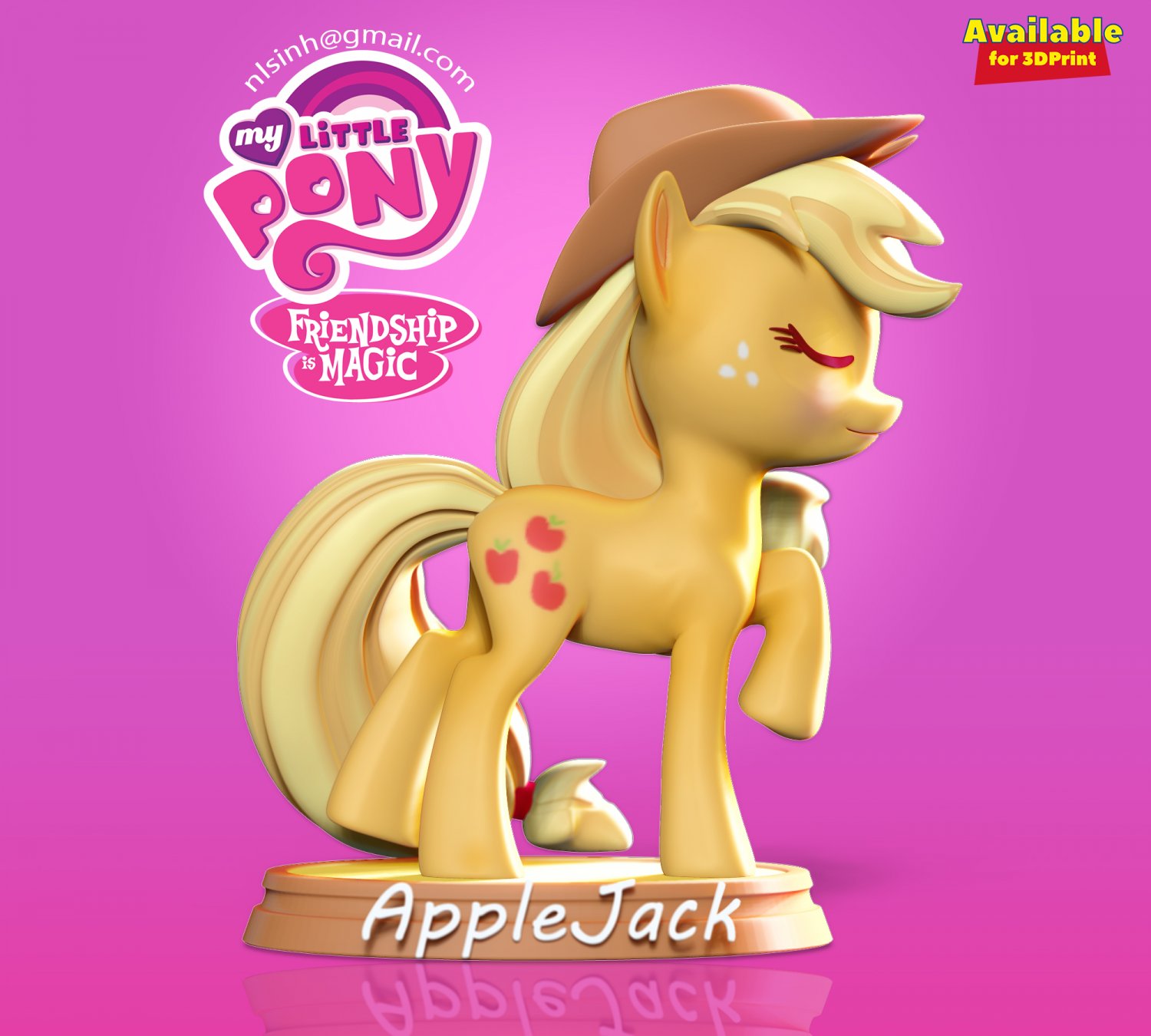 applejack - little pony fan art littlepony figure statue zbrush cartoon 3D print model - Mito3D