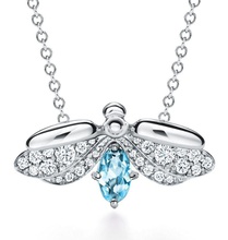 bleu vert luciole pendentif Collier précieux bijoux platine chaîne médaillon mode bague diamant imprimable luxe or argent bijou tiffany papillon 3d print model - Mito3D