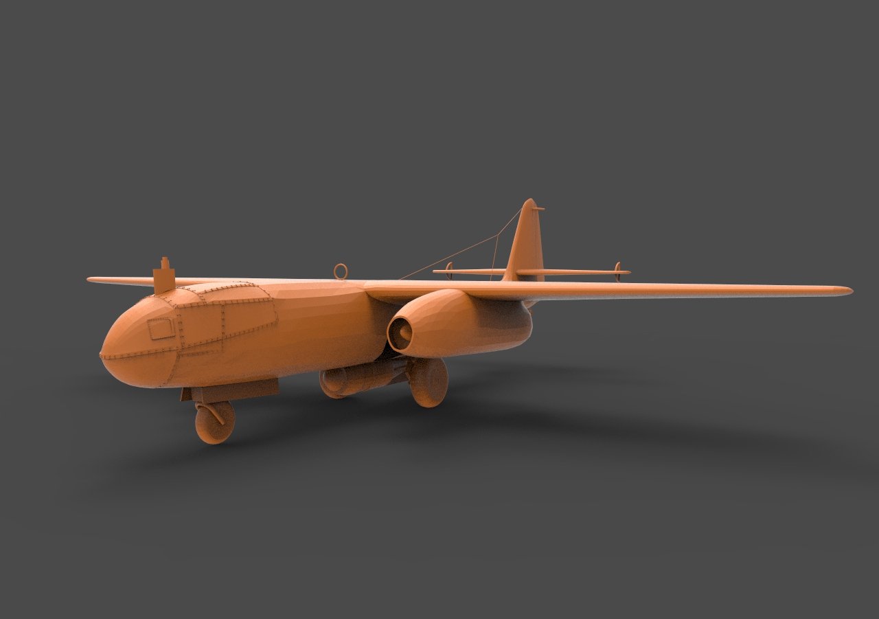 ar234 3d print model in vehicle 3dexport aircraft bomber arado luftwaffe germany nazi jet-bomber jet military ww2 234b ar-234 blitz airplane 3D print model - Mito3D