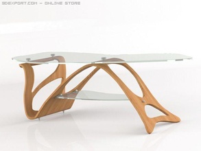arabesque café table libre verre bois classique moderne vivant chambre intérieurs contemporain 3d print model - Mito3D