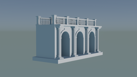 arched doorway arcade architecture architectural arch entrance columns balustrade baluster railing building arc door decoration portal operning doors 3d print model - Mito3D