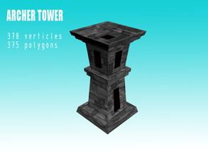 archer tower cartoony sprite game-ready model mid-century stonewall 3d print model - Mito3D