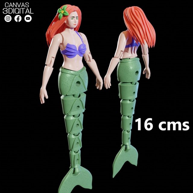 ariel sirena giocattolo mostri creature articolato fantasia Drago ragazza flessibile imprimir disney caricatura 3D print model - Mito3D