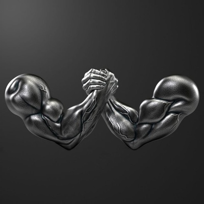 arm-wrestling two metal hands holding 3d print model in pendants 3dexport arm wrestling muscles hand armwrestling cnc figurine strongman 3d print model - Mito3D