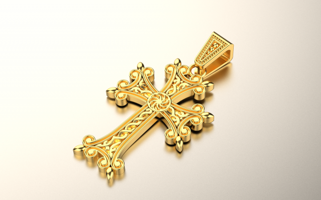 armenian cross pendant 3d print model in pendants 3dexport chopard versace gucci tiffany tiffani bvlgari vuitton ring earring bracelet cleef vancleef clasp poussette chanel love armenia 3d print model - Mito3D
