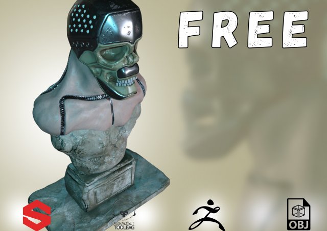 armaduras aço crânio of exterminador futuro livre 3d modelo in anatomia 3dexport criaturas estátua pintor substância personagem textura pedra zbrush jogos robótico robô osso 3D print model - Mito3D