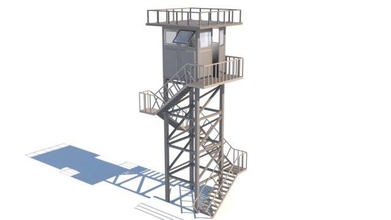 army post military game border security fence wire guard checkpoint tower 3d print model - Mito3D