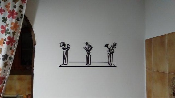 künstlerisch Mauer Komposition Vasen Blumen Regal Dekor Kunst 2d Dekoration Vase Blume anwenden 3dmodel 3dprinting Küche 3d Auswirkungen Tiefe 3d print model - Mito3D
