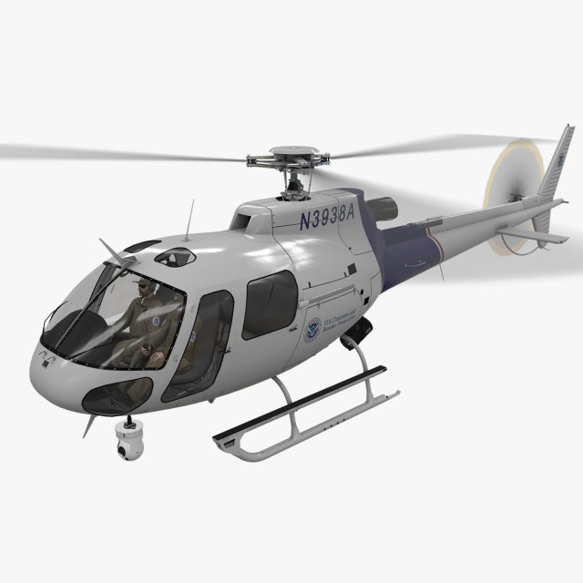 as 350 us dogana confine protezione animato 3d modello in elicottero 3dexport eurocopter scoiattolo as350 h125 h 125 star rivestimento cbp uniti d'america aria supporto divisione n3938a 3D print model - Mito3D