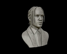 Rauch felsig Porträt Skulptur 3d drucken Modell Büste Statue Kopf Gesicht männlich Rap Rapper Kunst Skulpturen 3d print model - Mito3D