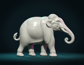 asiatico elefante ii 3d stampa modello in scultura 3dexport statua arte mammifero compiti animale 3d print model - Mito3D