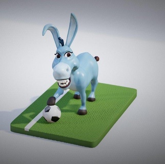 asino campione sport file stl per stampa 3d donkey donkeys calcio football animale animal cartoon shrek 3d print model - Mito3D