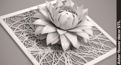 aster fleur décor élément stl de la flore 3d détaillée photoreal le bouquet pétale les veines déco moderne style conception chaud l'intérieur figurine art présent maison 3d print model - Mito3D