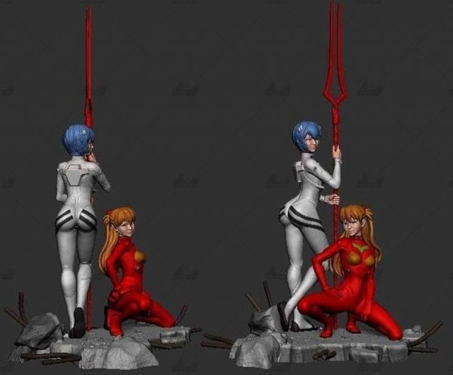 asuka rei 3d impresión modelo mujer eva anime evangelion muchachas manga 3D print model - Mito3D