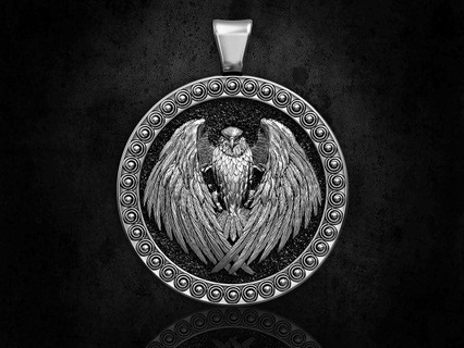 attacker eagle pendant pendants 3d printable jewelry gold silver platinum sterling women men relief jungle angery birds attack wings 3d print model - Mito3D