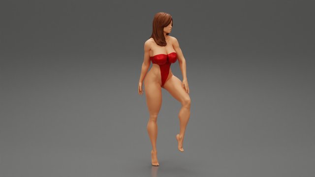 atraente morena mulher in 1 peça natação terno posando on praia 3d impressão modelo 3dexport menina moda bikini esporte pose corpo personagem humano fêmea anatomia escultura metamorfose adulto figura lingerie erótico 3D print model - Mito3D