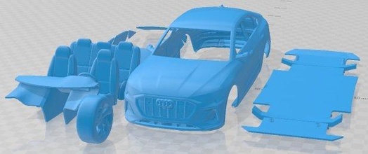 audi tron sportback 2021 imprimible coche vehiculo espacio scalextric Tamiya rc miniz pasatiempo micro 3d print model - Mito3D