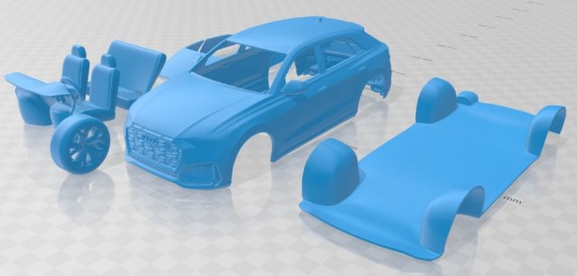 audi q8 rs 2020 imprimível carro 3d impressão modelo in automotivo 3dexport fenda escalextrico tamiya rc miniz passatempo micro diecast 3d print model - Mito3D