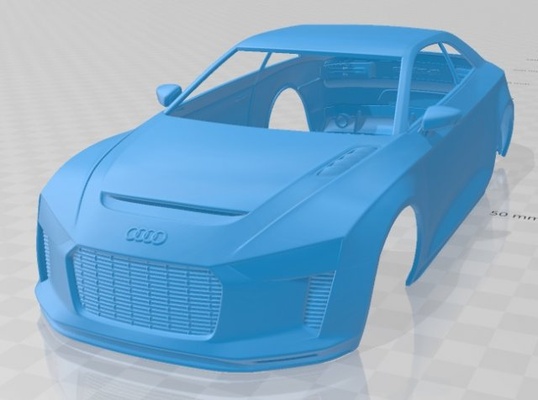 audi quattro 2012 imprimível corpo carro 3d impressão modelo in automotivo 3dexport fenda escalextrico tamiya rc miniz passatempo micro diecast 3d print model - Mito3D
