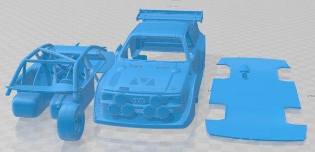 audi quattro sport s1 1985 printable car automotive slot scalextric tamiya rc miniz hobby micro 3d print model - Mito3D