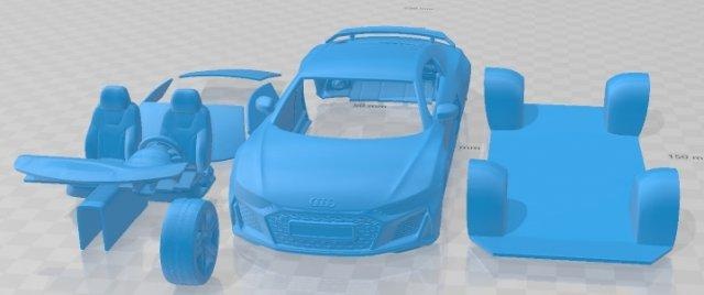 Audi r8 coupe v10 2019 yazdırılabilir araba 3d Yazdır model otomotiv yuva ölçülü Tamiya rc miniz hobi mikro 3d print model - Mito3D