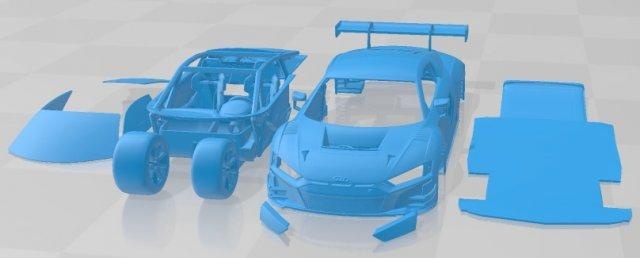 audi r8 lms gt3 2020 imprimible coche vehiculo automotor espacio scalextric Tamiya rc miniz pasatiempo micro 3d print model - Mito3D