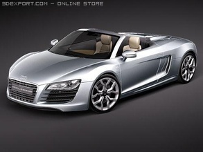 audi r8 spyder 3d model in sport cars 3dexport racing tuning future spider roadster convertible cabrio fast car gemany 2007 2008 2009 2010 3d print model - Mito3D