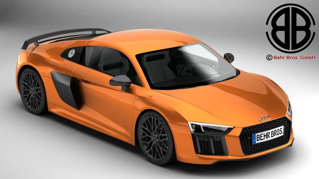 audi r8 v10 2016 3d modell sport autos 3dexport 2015 2017 2018 wagen coupe rennen schnell detailliert innere tür luxus deutsche 3D print model - Mito3D