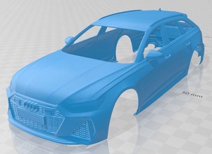 audi rs6 avant 2019 printable body car 3d print model in automotive 3dexport slot scalextric tamiya rc miniz hobby micro 3d print model - Mito3D