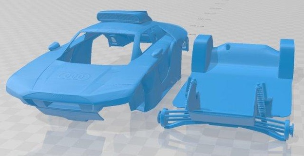 audi rs q e-tron dakar rally 2022 printable body car automotive slot scalextric tamiya rc miniz hobby micro 3d print model - Mito3D