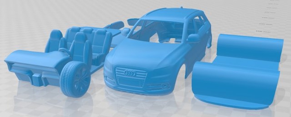 audi sq5 2013 imprimible coche vehiculo 3d impresión modelo in automotor 3dexport espacio scalextric tamiya rc miniz pasatiempo micro fundido presión 3d print model - Mito3D