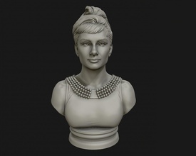 audrey hepburn 3d portrait model ready print sculpture art statue woman fashion queen award actress female human head sculptures 3d print model - Mito3D