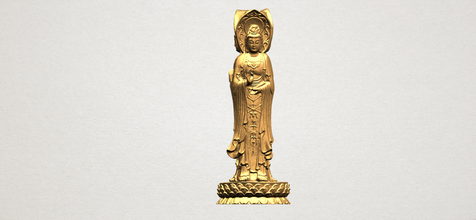 avalokitesvara buda de pé, três faces 02 interior exterior histórico arquitetura asiática chinês indiana budista religião bodhisattva shakyamuni templo decoração estátua gautama escultura adoração miniaturas 3d print model - Mito3D